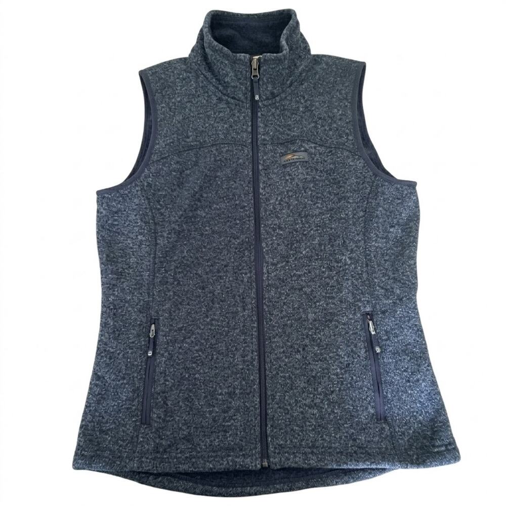 Orvis R65 Sweater Fleece Vest Women M Navy Full Zip Recycled Fleece Layering